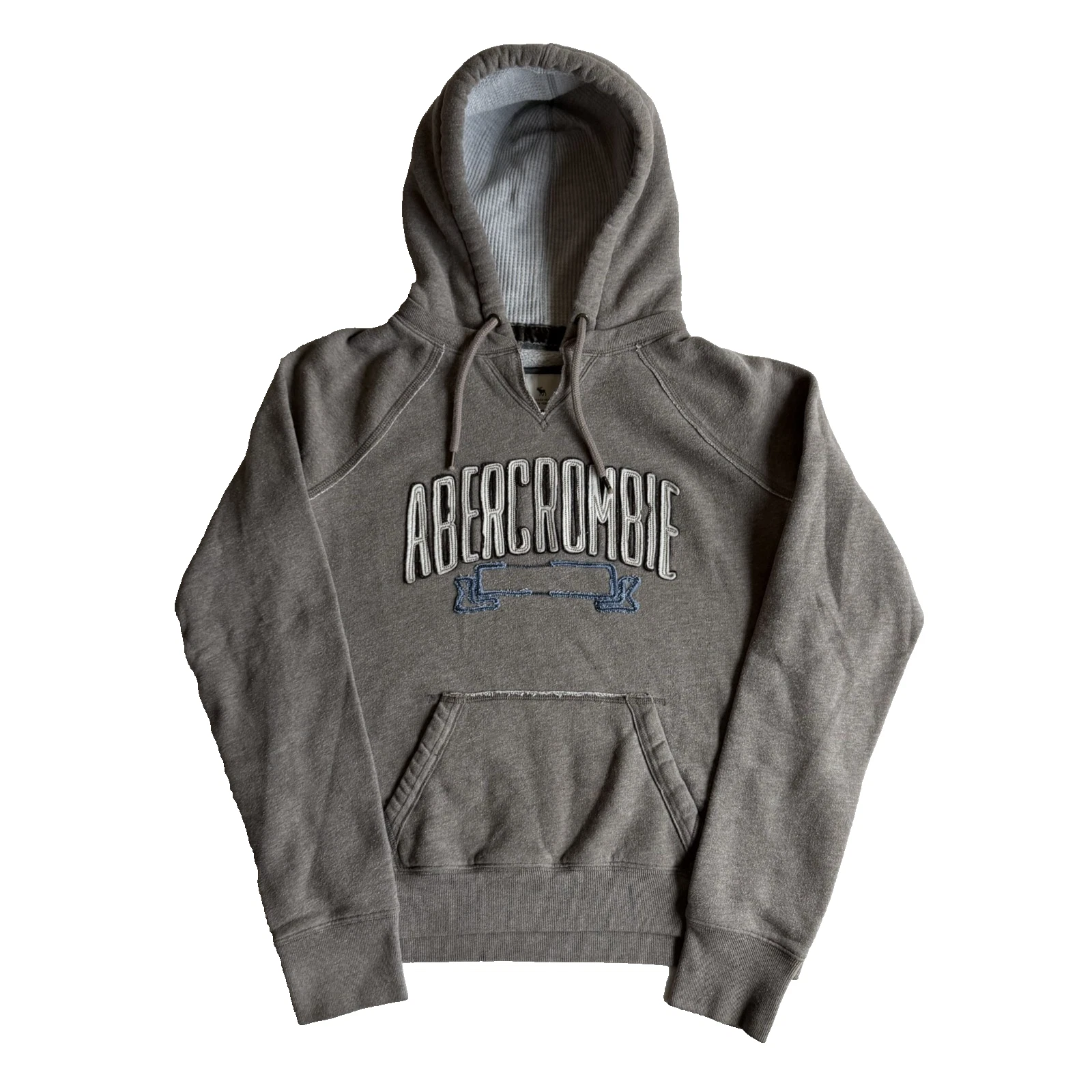 Abercrombie & Fitch Brown Hoodie Waffle Thermal Hood Embroidered Y2K Size Large