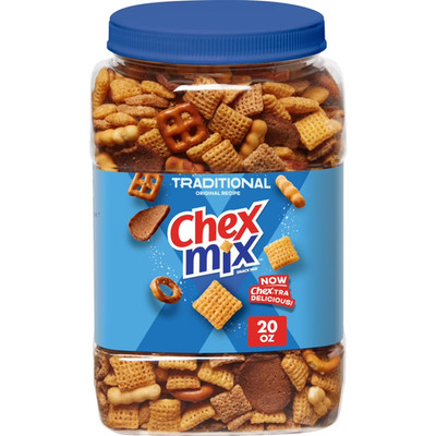 Chex Mix Traditional Original Recipe Snack Mix, Snacks, Tub, 20 oz