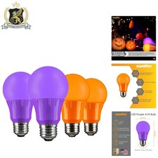 Orange Purple LED Halloween Lights - 3W E26 Medium Base Bulbs for Parties