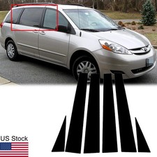 6pcs Glossy Black Pillar Posts Window Door Trim Covers For 2004-10 Toyota Sienna 6pcs Glossy Black Pillar Posts Window Door Trim Covers For 2004-10 Toyota Sienna