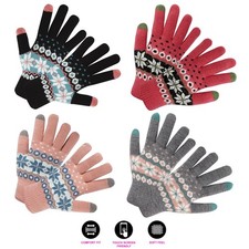 Womens Ladies Warm Winter Thick Thermal Woolen Knitted Touch Screen Gloves