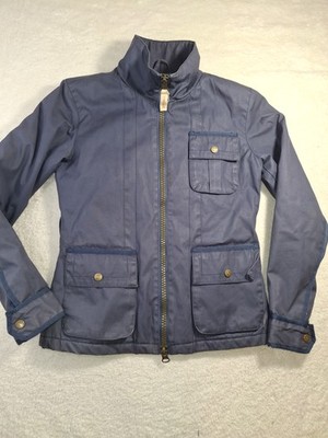 Horseware Ireland Women's Small S Waxed Cotton Blend Full Zip Field Jacket Blue