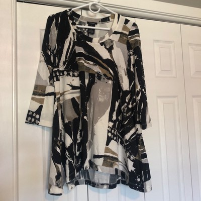 Premise Women's 3/4 Sleeve Multicolor Shark Bite Style Flowy Blouse Size Small