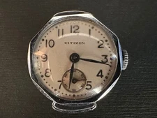 Citizen Smoseco Manual Winding Octagon Watch Blue Hand Used, CA1206