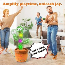 Dancing Cactus Plush Toy with Music  Lights Talking Repeat Toy