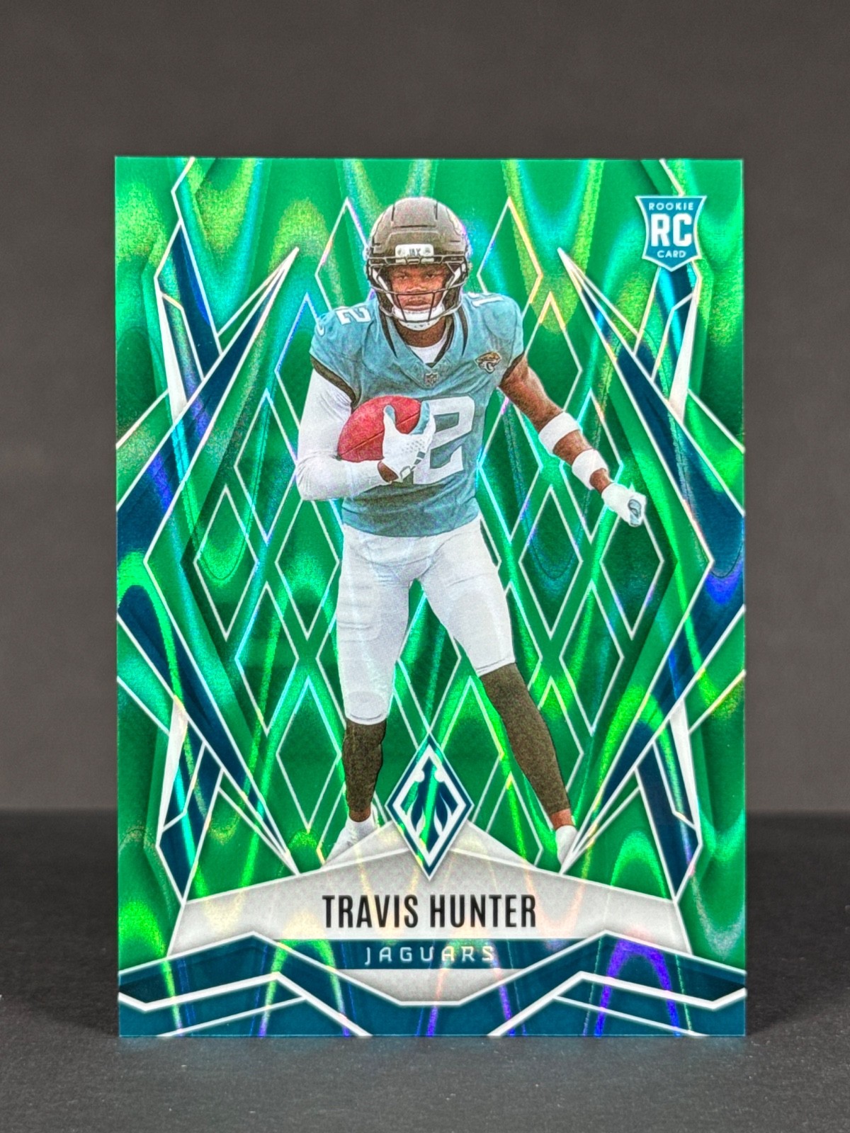 Travis Hunter 2025 Panini Phoenix NFL RC Green Seismic /25 Rookie #157 Jaguars