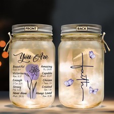 Religious Gifts for Women Christian Mason Jar Lamp - Easter 14 Ounces, White