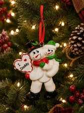 I Love Daddy Snowman Custom Name Personalized Christmas Ornament - Dad w/ Child
