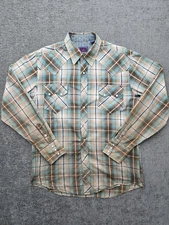 Roper Men's Size L Western/Cowboy/Rodeo Shirt Plaid Multi Color Pearl Snap