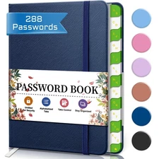 Password Keeper Book with Alphabetical tabs, Hardcover Small Password Books f...