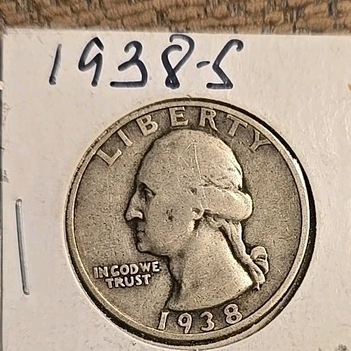 1938-S Washington Quarter 90% Fine Silver Coin