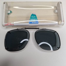 Vtg Solar Shield 54 Square Clip On Sunglasses Dark Tint w/ Case Aviator Glasses