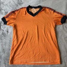 Vintage Adidas "Production Ventex" Orange Shirt Made in France Stripe