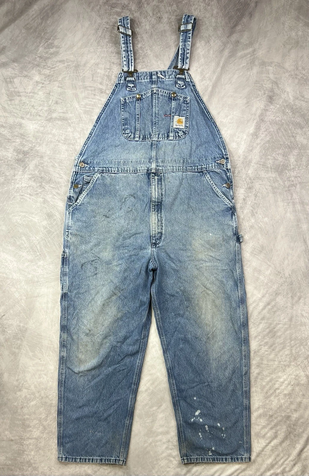Vintage Carhartt R07 DST Denim Bib Overall Size 42x30