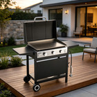 Gas Griddle 3 Burner Flat Top Grill Propane Griddle with Wheels Lid 3 x 1100 BTU