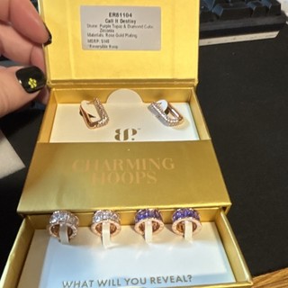 BP Reversible Hoop Earrings Purple Topaz Cubic Zirconia Rose Gold ER81104