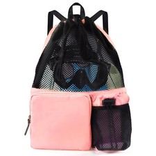 Large Capacity Mesh Swim Drawstring Backpack Waterproof Pool Beach Bag