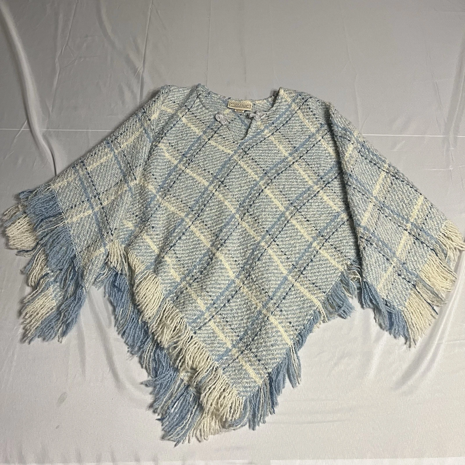 Boyne Valley Weavers Poncho Cape OS One Size Fringe Boho Ireland Wool Alpaca++