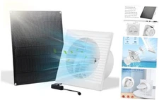  Solar Powered Exhaust Fan, 15W Weatherproof Solar Panel with 8 15W Solar Panel