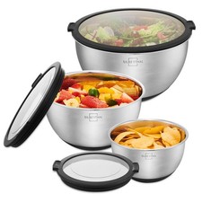 Salatschüssel Set Edelstahl 3 Stück mit Dec...