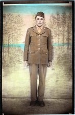 1943 WW2 Colorized Photo of US Army Soldier in Studio Portrait