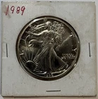 1989 American Silver Eagle $1 1 oz .999 Fine Silver BU Vintage 2x2 Holder