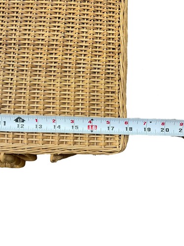 Französischer Picknickkorb aus Rattan Vintage Mitte 20. Jahrhundert mit Klappdeckel - Bild 7 von 10