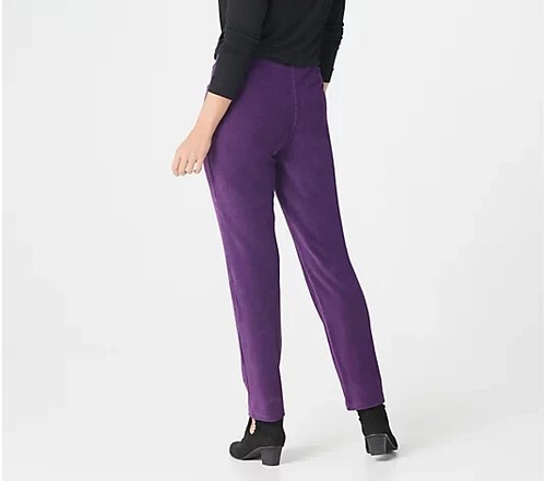 Quacker Factory Regular Knit Corduroy Pull-On Slim Leg Pant-Black-XL-NEW-A270756 - Picture 2 of 3