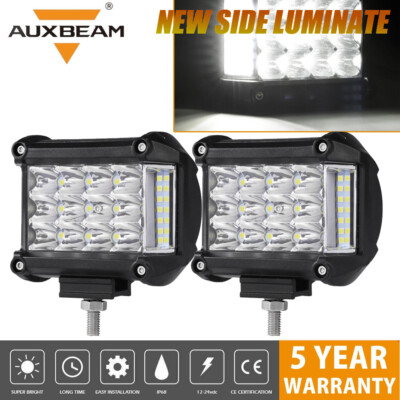 AUXBEAM Pair 4''INCH Combo LED Work Light Bar Side Shooter Pods Driving Fog Lamps