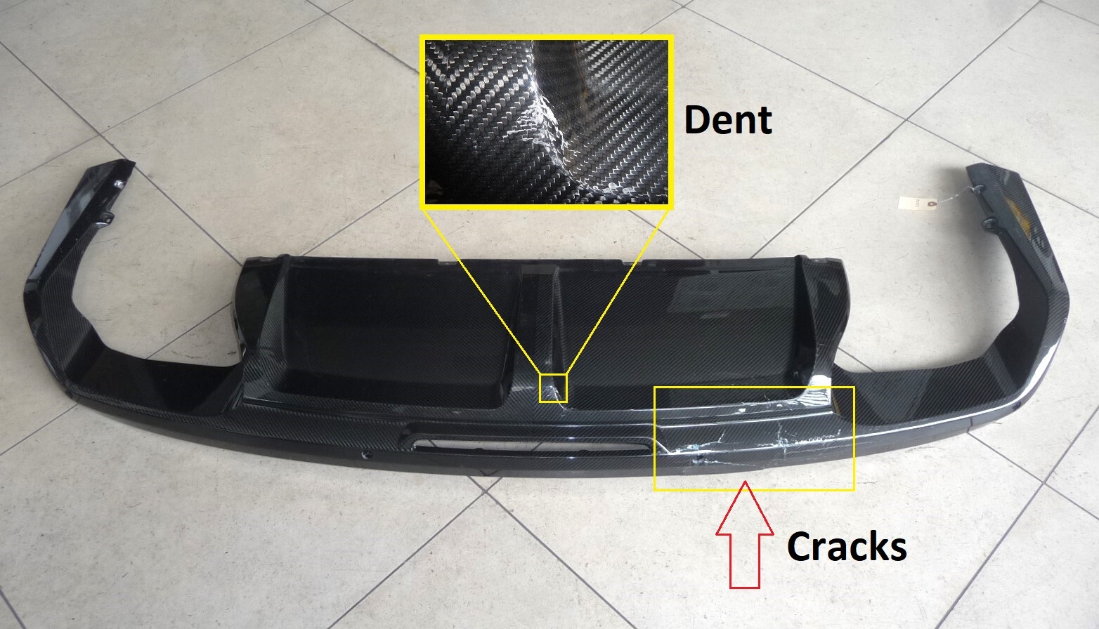 16-18 Bentley Bentayga W12 Rear Bumper Lower Spoiler Carbon 36A071611G OEM