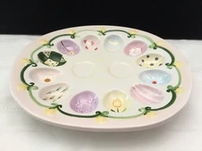  Ceramic Easter Devilled egg serving tray plate platter holds 12  & S & P (L96)