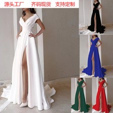 Sexy Womens Ruffle Red Dress V Neck Sleeveless Long Dress Evening Party Dresses