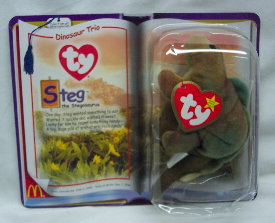 TY McDonald's Dinosaur Trio STEG THE STEGOSAURUS 5" Teenie Beanie Toy NEW Errors - image 2 of 4