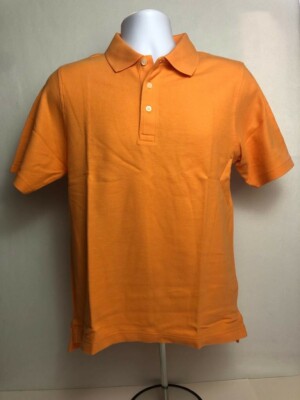 D & Jones Men's Solid Broadcloth Short-Sleeve Polo Size XS Orange