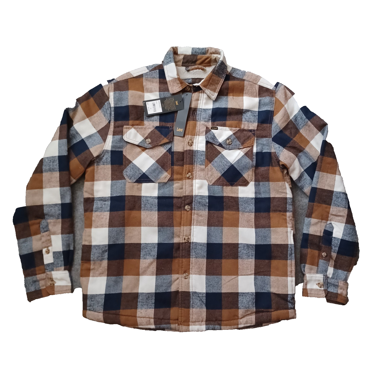 Men's Lee Multicolor Plaid Sherpa-Lined Flannel Shacket - Regular Fit-image