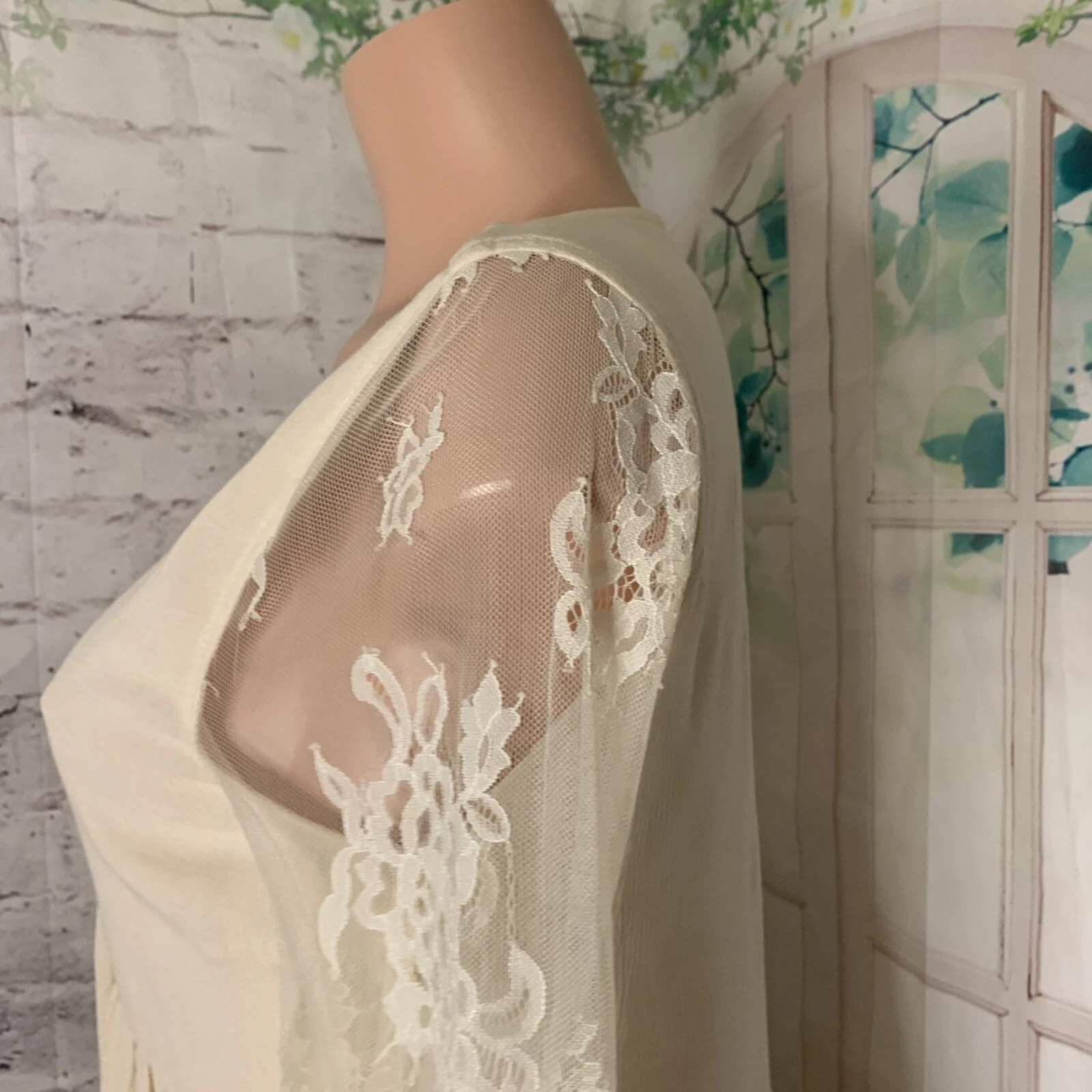 VETEMENTS FSL+ Apparel Vestito Donna Taglia S Beige Pizzo Tessuto Coperto Bottoni