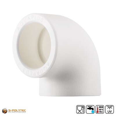 PPR Aqua-Plus Winkel 90 Grad 20mm bis 40mm Fusiotherm Schweißtechnik PP-R, WEIß