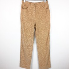 St. John Sport Womens Tan Paisley Corduroy Straight Leg Pants Size 8