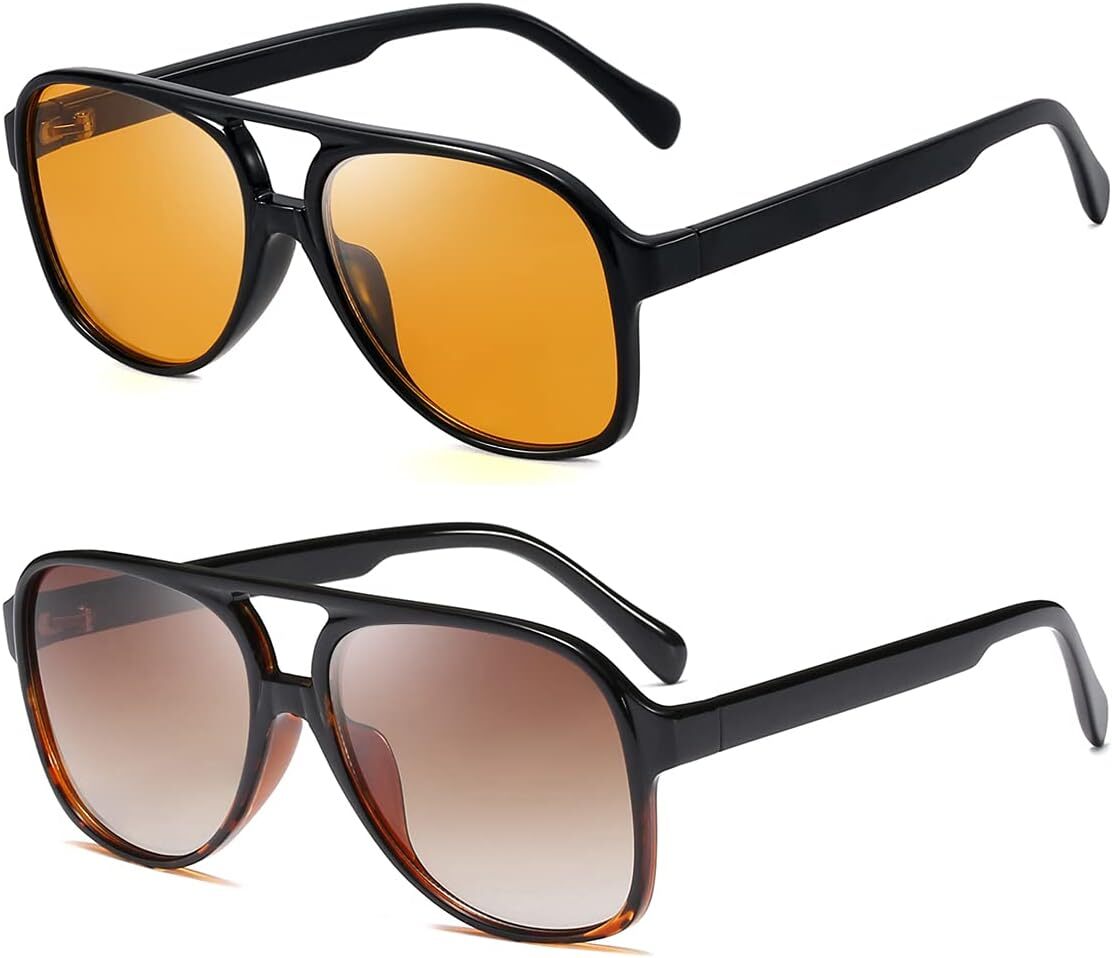 Retro Aviator Sunglasses Women Men Classic Vintage Large Square Frame 70s-80s-image