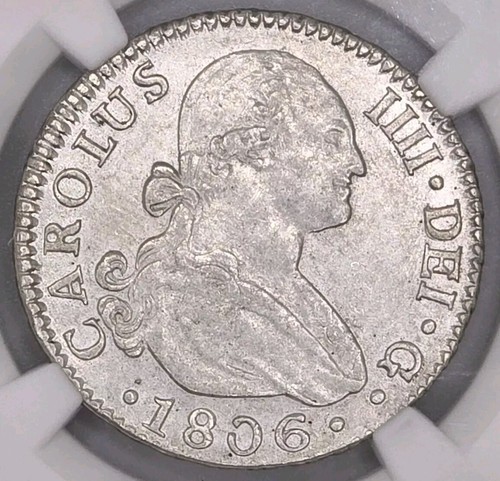1806 Charles IV Spain Silver 2 Reales Seville Mint NGC AU58 KM#430.2; Cal#1069 - Picture 3 of 6
