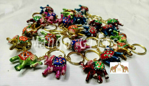 Hand Painted Animal Key Rings Indian Elephant Handmade Return Gifts Lot 50 Pcs - Picture 1 of 4