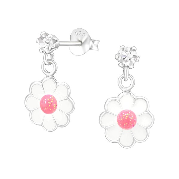 1 Paar Ohrringe 925 Sterling Silber Kinder-Ohrstecker Kristall Epoxid-Blume-image