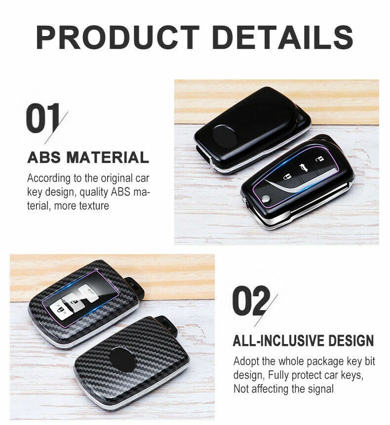 Funda protectora ABS para llavero de coche para Toyota Corolla RAV4 Camry Highlander Reiz Foto 3 de 4