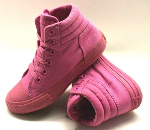 kids pink high top converse