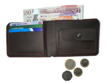 Men genuine cow leather hand made wallet with coins pocket