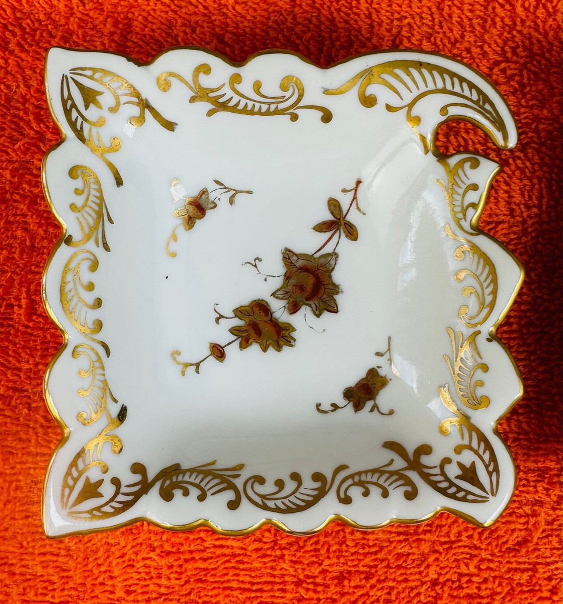 2 LOT VTG Hand Painted Original Japan D-54 Gold Trim Square