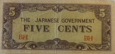 Vintage WWII Era 5 Cents Japanese Government Note - Burma | eBay