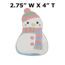 CUTE SNOWMAN iron-on PATCH embroidered APPLIQUE FROSTY WINTER HOLIDAY CRAFT