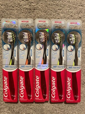 Lot Of 5 360° Advanced Optic White Medium Toothbrush