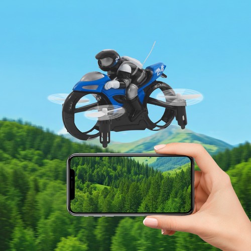 Remote Control Motorcycles Toy for Kids Adults 2 in 1 RC Flying Motorbike&Drone - Picture 4 of 18